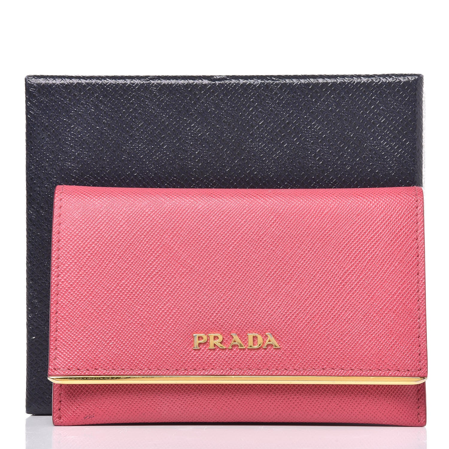 Prada Saffiano Metal Bar Flap Wallet Peonia 10 of 10