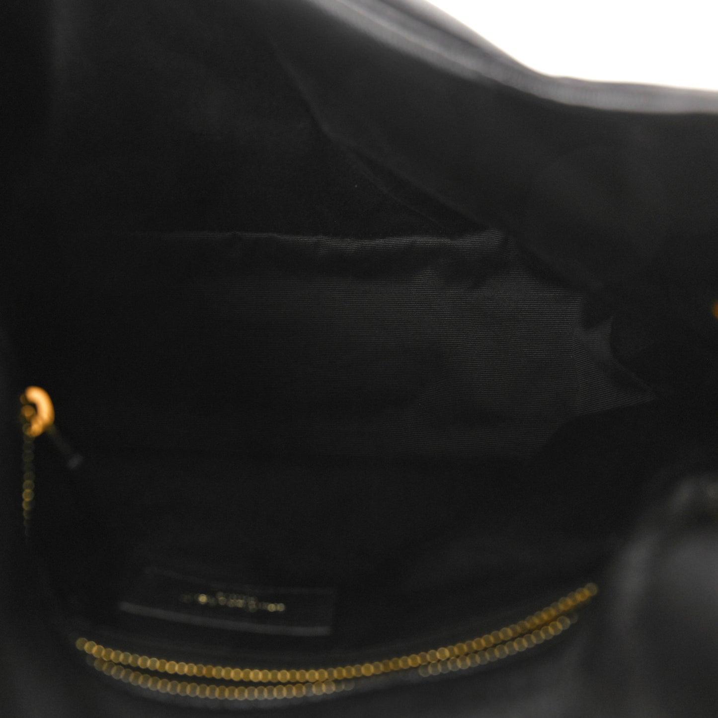 Lambskin Quilted Tri-Metal Small Loulou Puffer Monogram Chain Satchel Black
