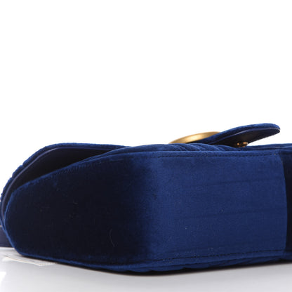 Gucci Velvet Matelasse Small GG Marmont Shoulder Bag Cobalt Blue 6 of 10