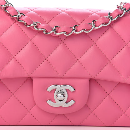 Chanel Lambskin Quilted Mini Rectangular Flap Dark Pink 11 of 12