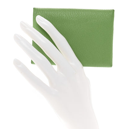 Hermes Chevre Mysore Verso Calvi Duo Card Case Vert Criquet Rose Lipstick 2 of 9