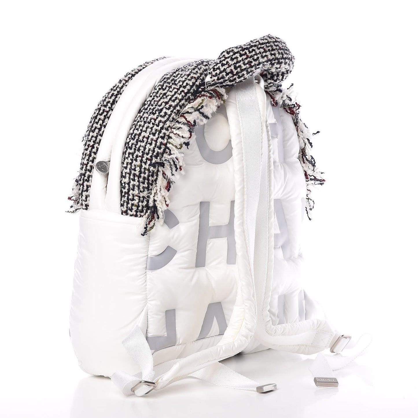 Nylon Tweed Coco Neige Small Doudoune Backpack Ivory