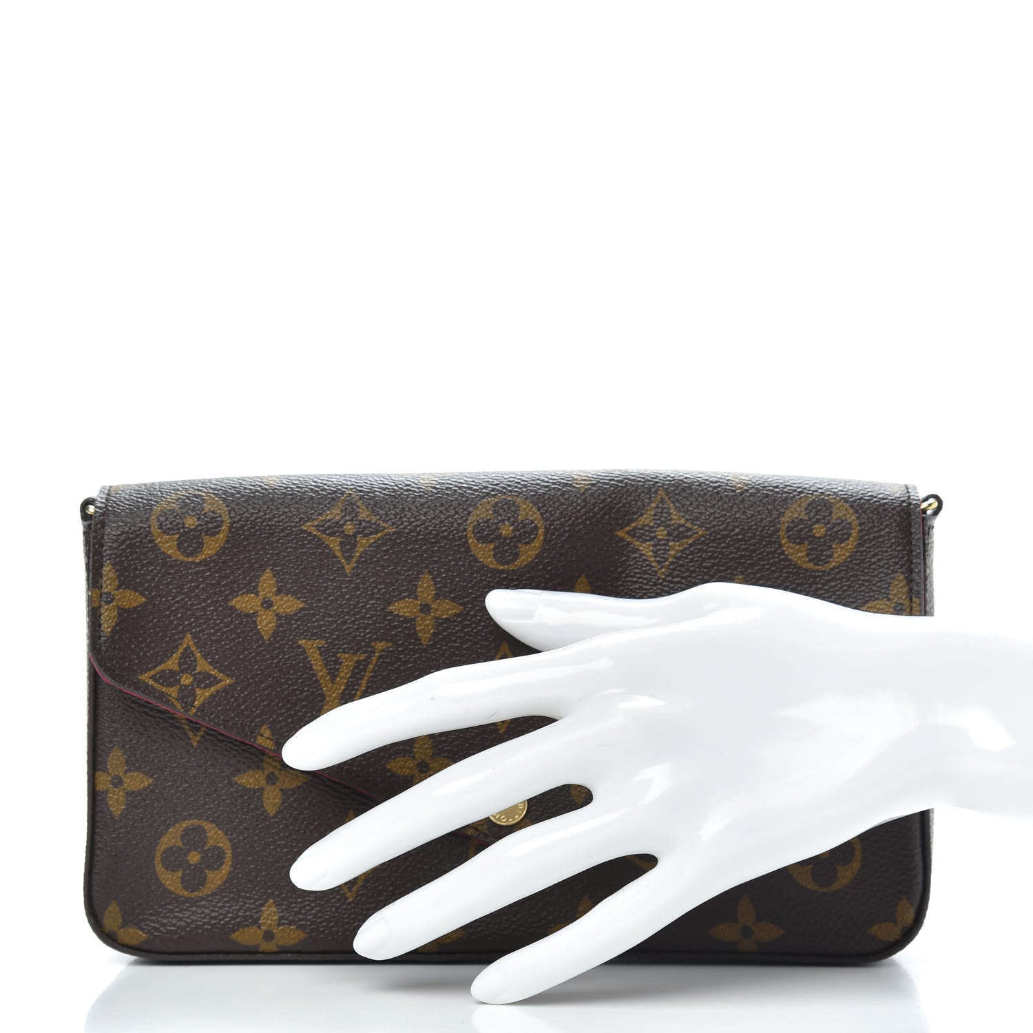 Louis Vuitton Monogram Pochette Felicie Chain Wallet Fuchsia 2 of 9