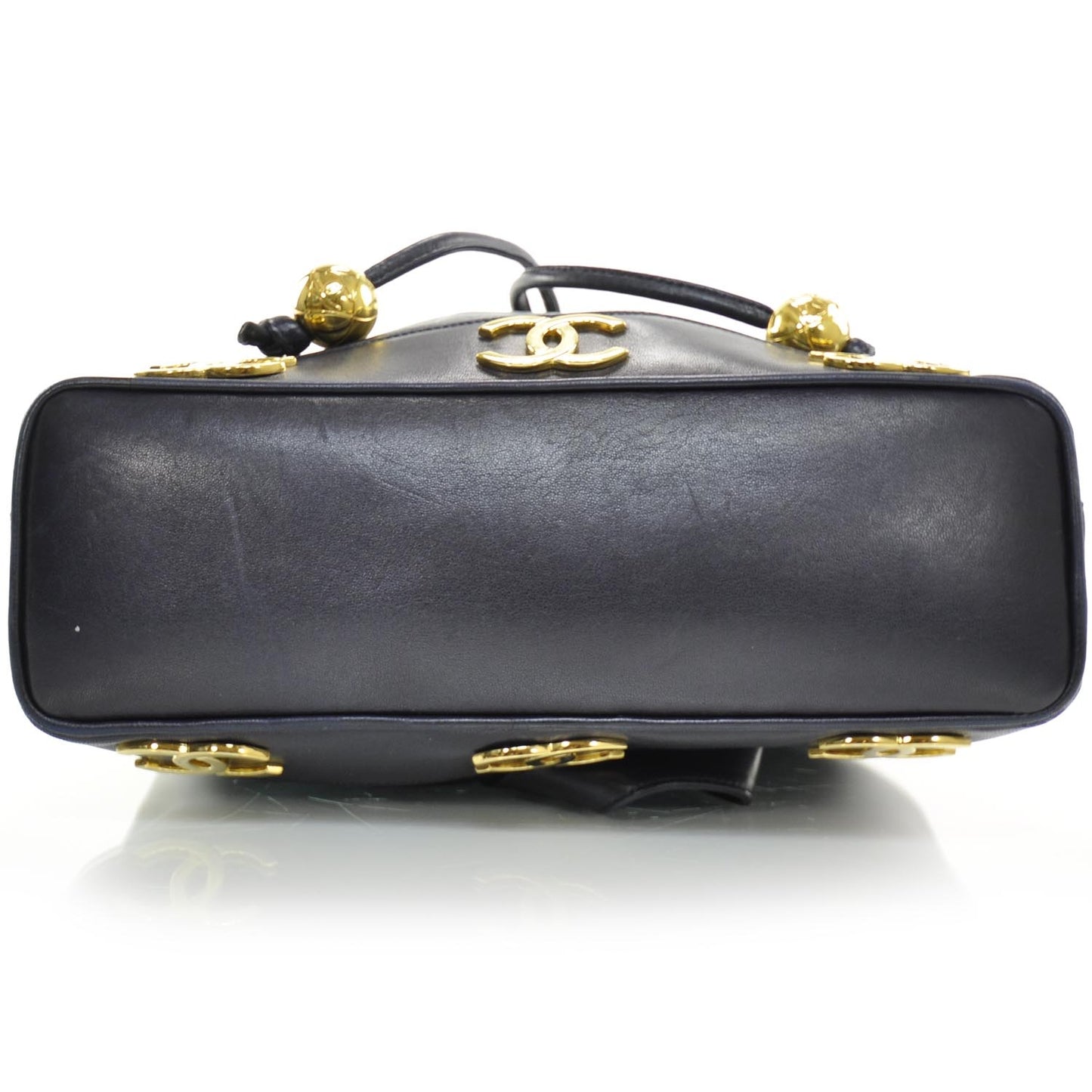 Lambskin CC Drawstring Bag Navy Blue