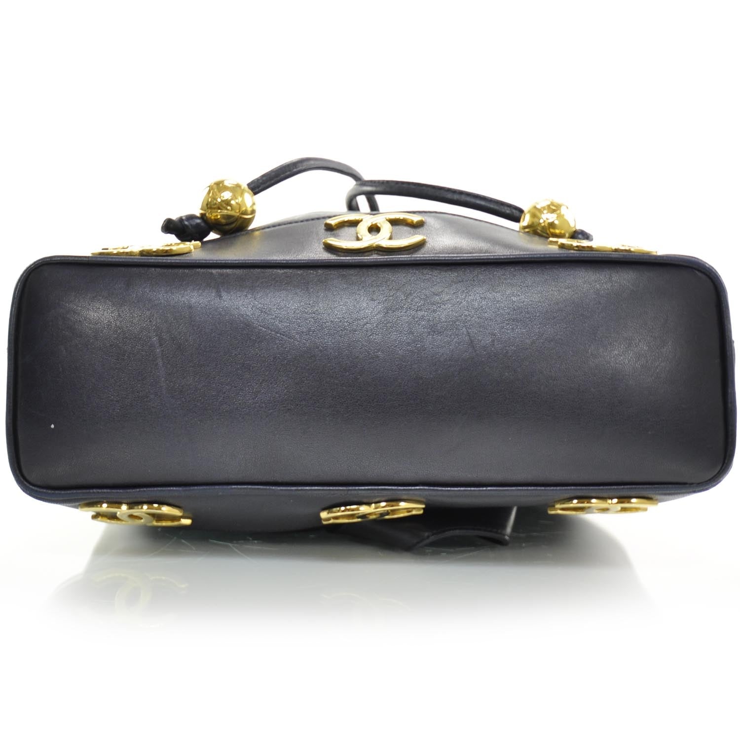Chanel Lambskin CC Drawstring Bag Navy Blue 5 of 10