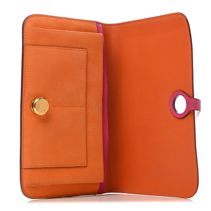 Hermes Eversoft Dogon Duo Wallet Orange Rose Shocking 4 of 7