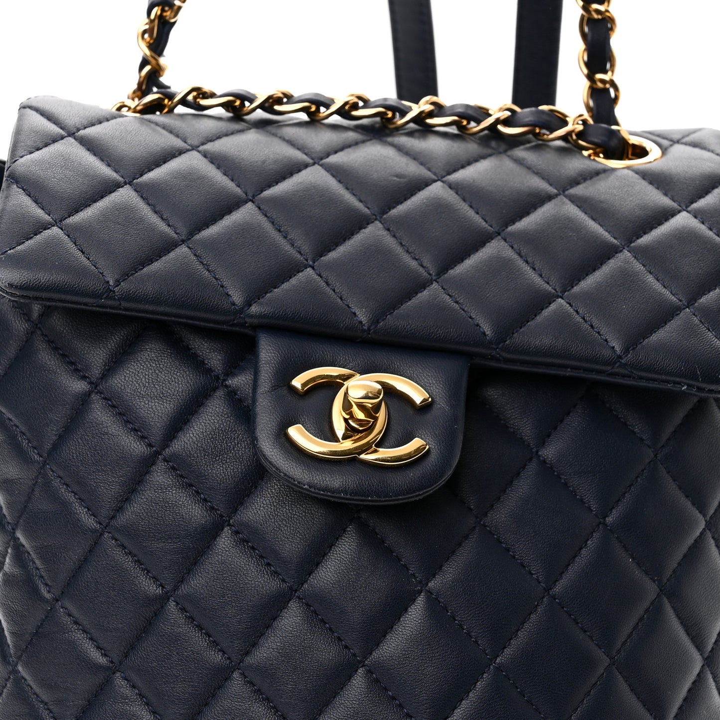 Lambskin Quilted Small Urban Spirit Backpack Navy