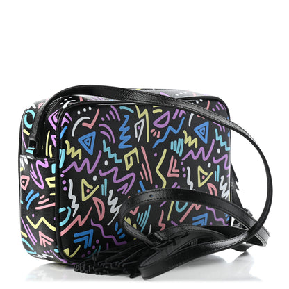 Saint Laurent Grain De Poudre Medium Classic Monogram Multicolor Graphic Print Lou Camera Bag Black 2 of 5