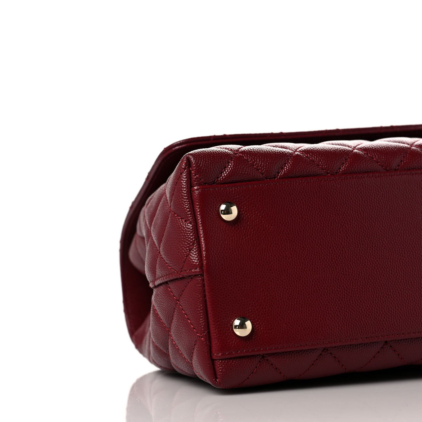 Caviar Lizard Embossed Quilted Small Coco Handle Flap Burgundy