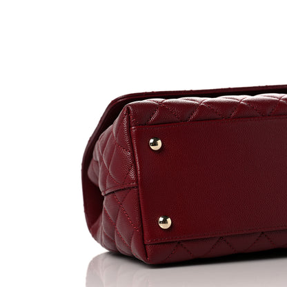 Chanel Caviar Lizard Embossed Quilted Small Coco Handle Flap Burgundy 8 of 9