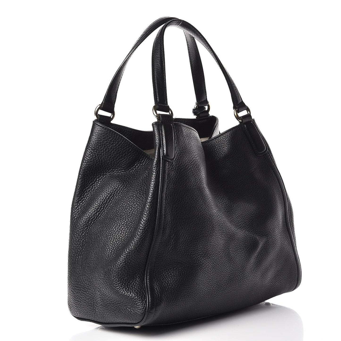 Pebbled Calfskin Medium Soho Shoulder Bag Black