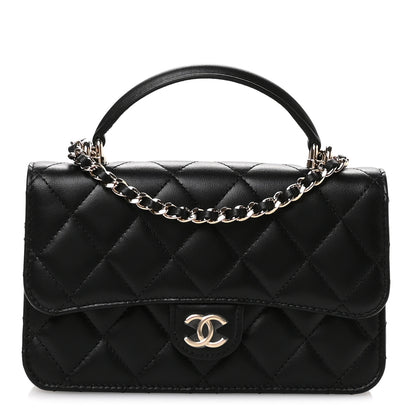 Chanel Lambskin Quilted Flap Phone Holder With Chain Black 1 of 11