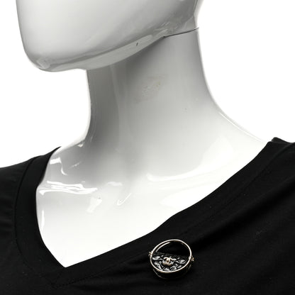 Chanel Metal Resin Quilted Flap Bag Hoop Brooch Black Gold 2 of 5
