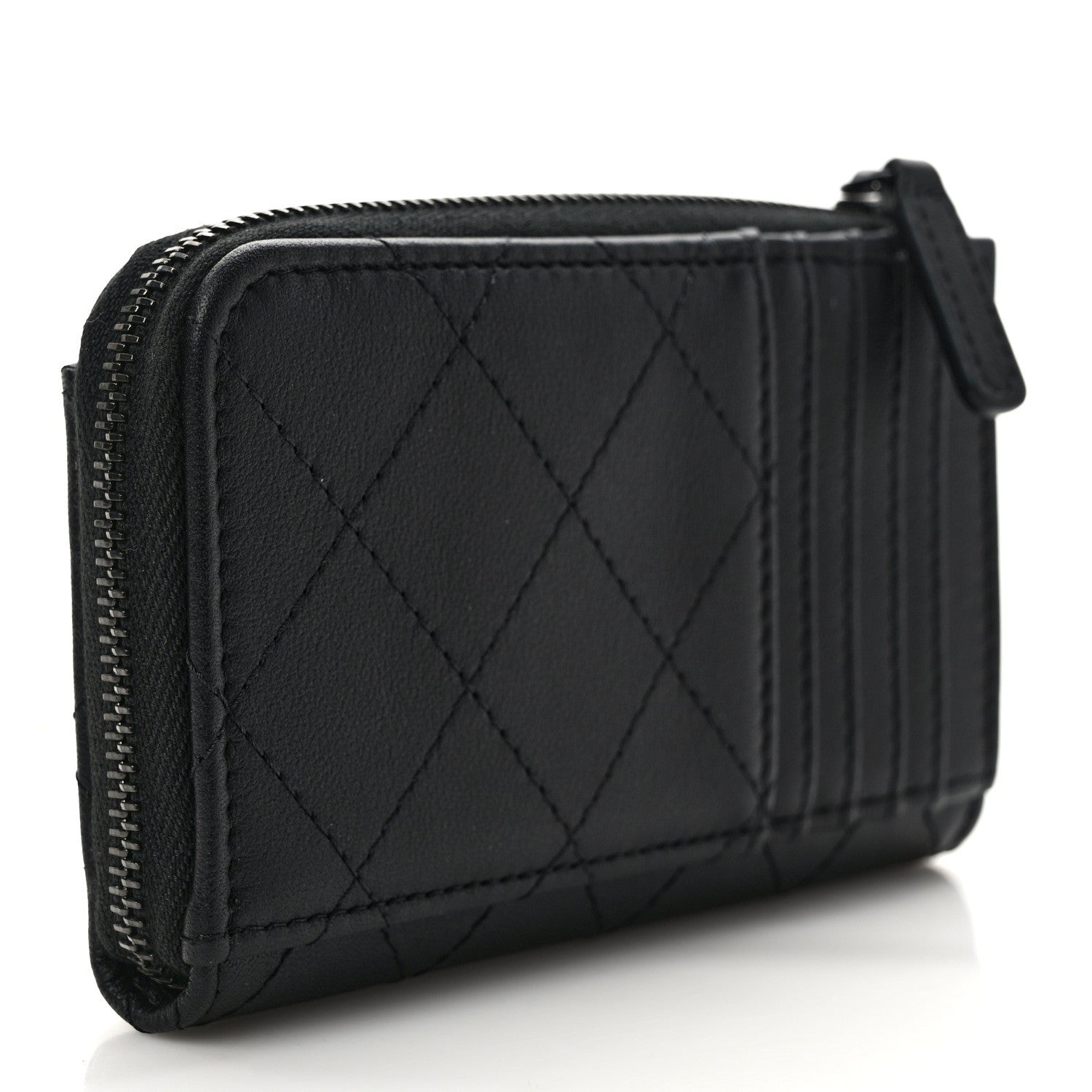 Chanel Lambskin Quilted Zip Card Holder So Black 3 of 7