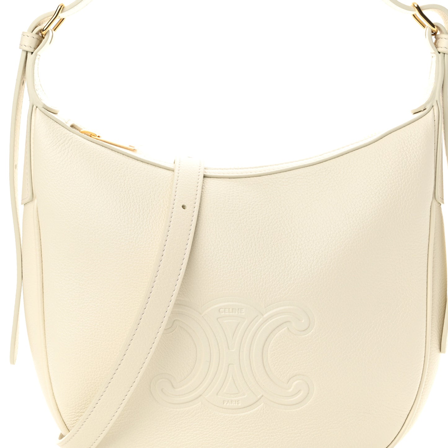 Supple Calfskin Cuir Triomphe Small Heloise Shoulder Bag White Cotton