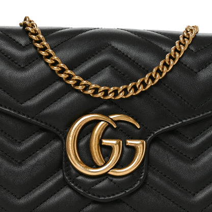 Gucci Calfskin Matelasse GG Marmont Chain Wallet Black 8 of 10