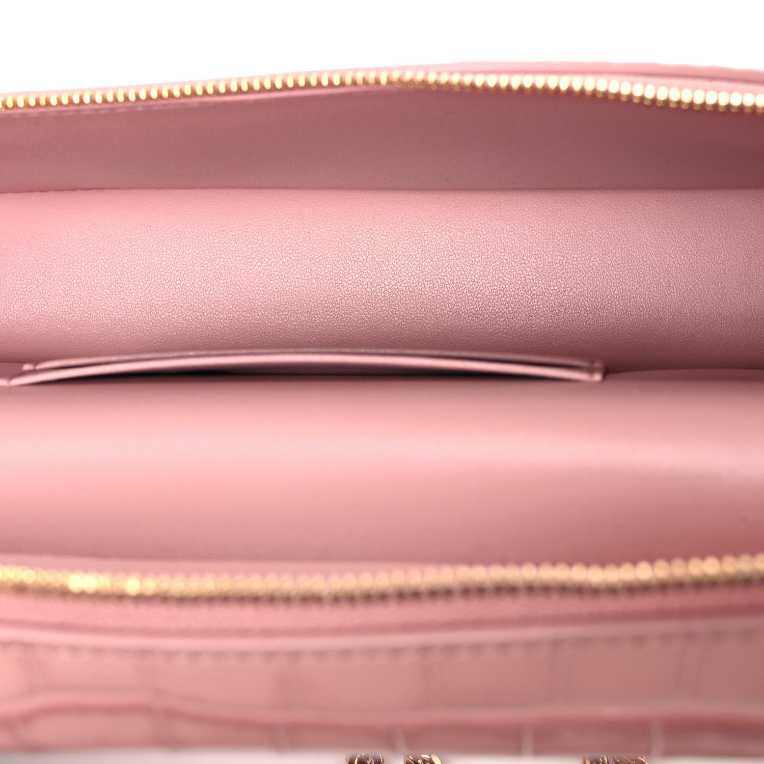 Chanel Calfskin Crocodile Embossed Crococo Top Handle Slim Vanity Case With Chain Pink 5 of 11