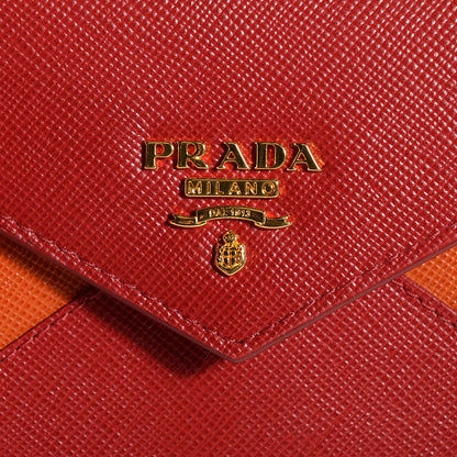 Prada Saffiano Bi-Color Wristlet Wallet Fuoco Papaya 7 of 10