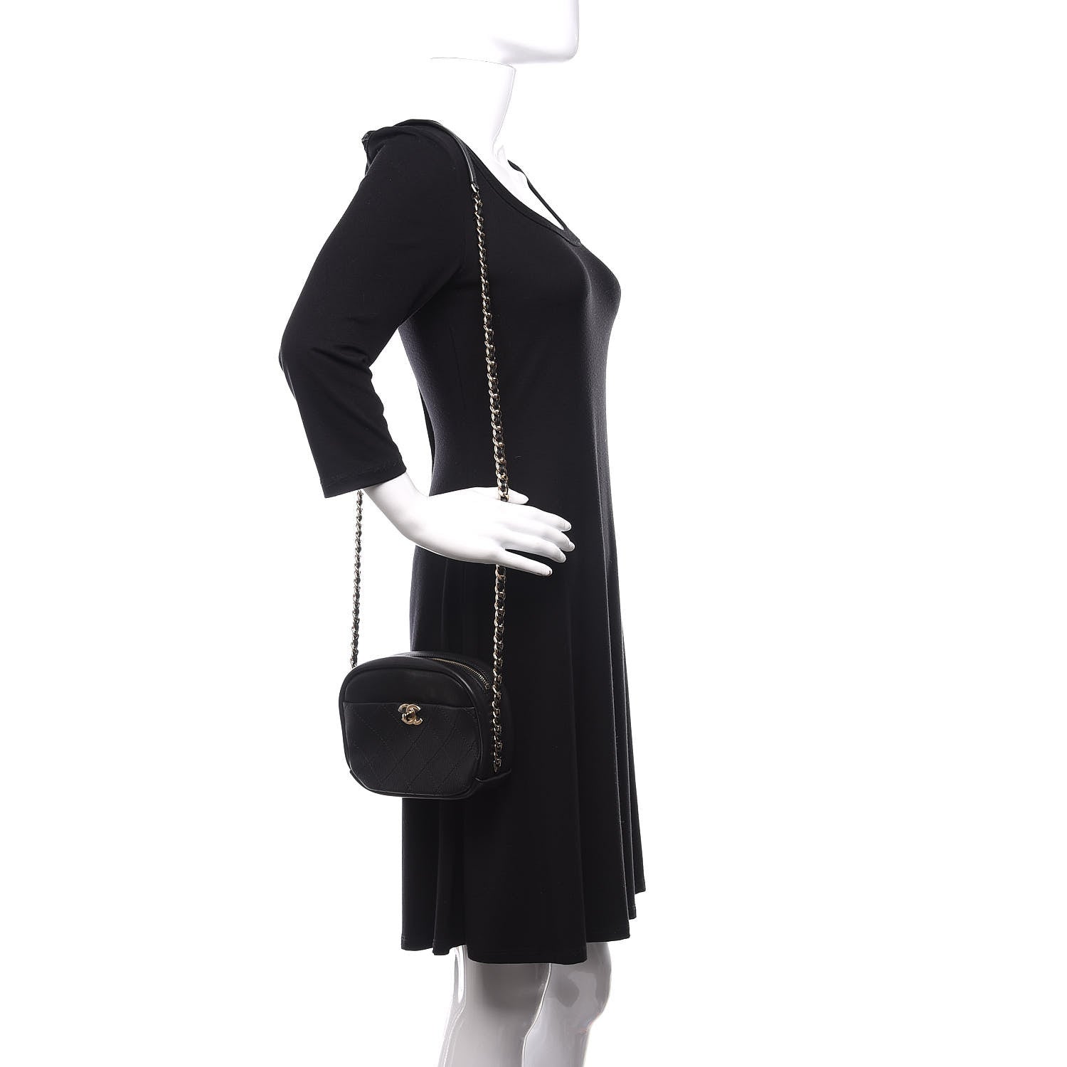 Chanel Goatskin Quilted Small Casual Trip Camera Case Black 2 of 11