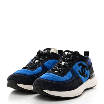 Chanel Suede Calfskin CC Sneakers 39.5 Blue Navy Dark Navy 3 of 9