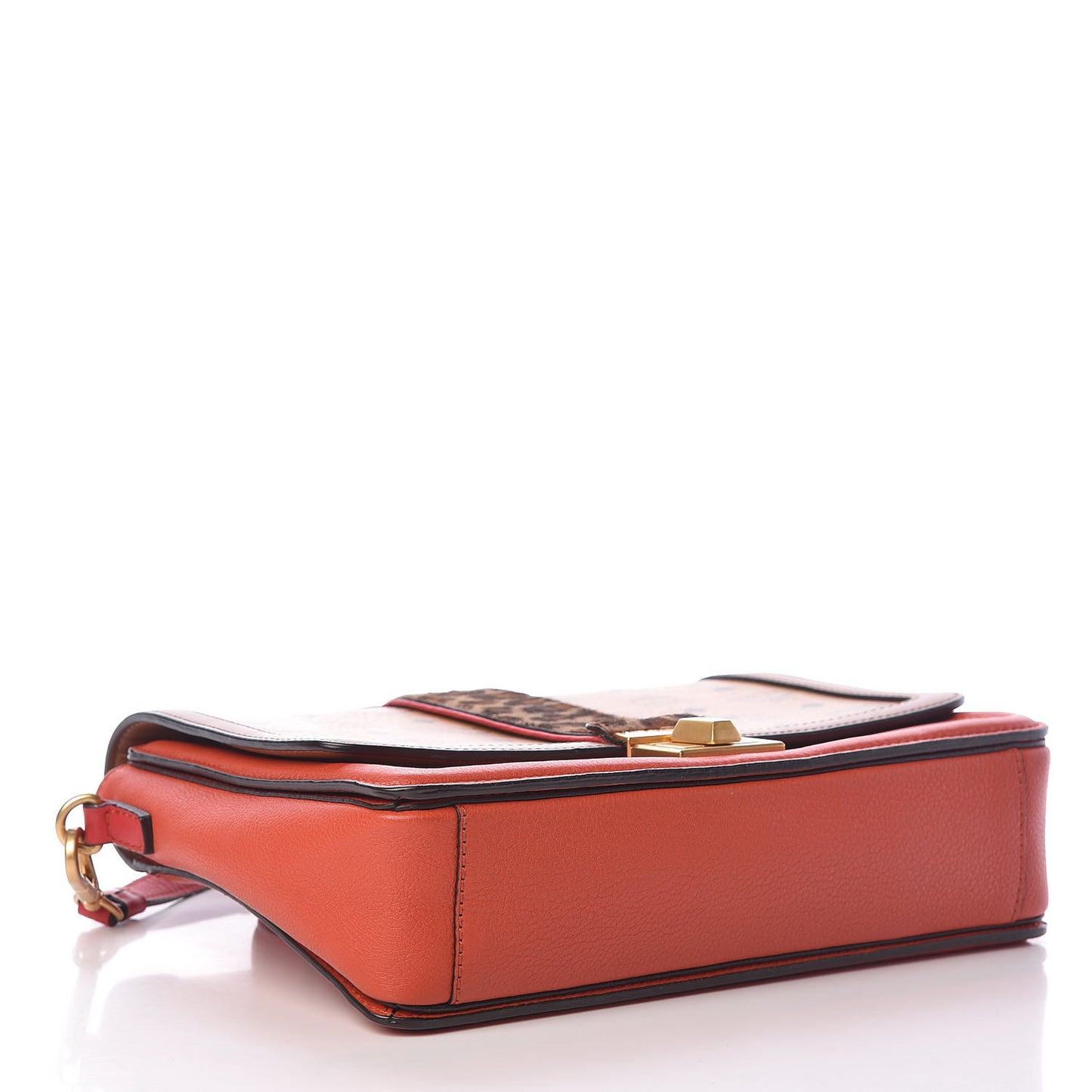 Calf Hair Leopard Print Calfskin Visetos Satchel Cognac Orange