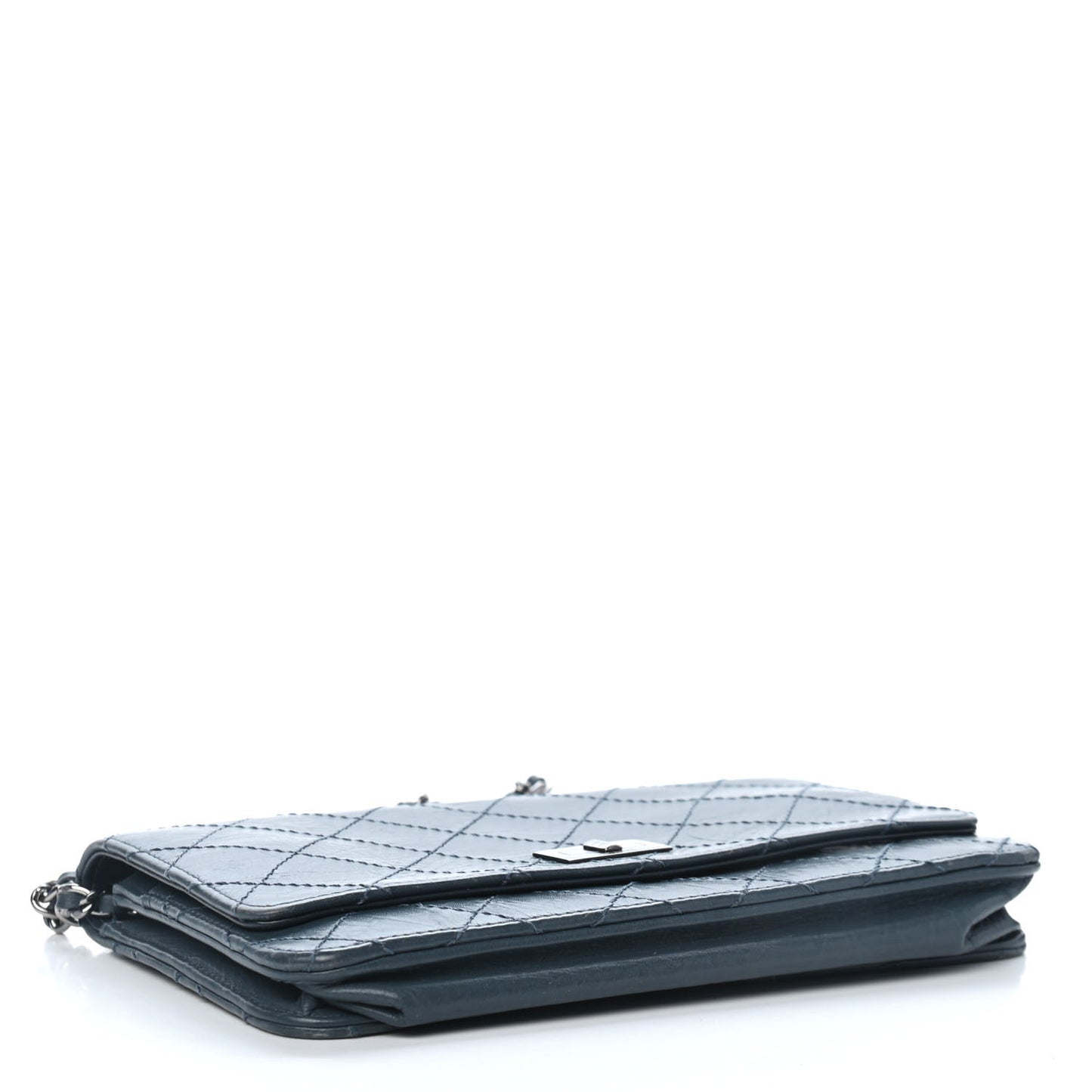Aged Lambskin Quilted Reissue Wallet On Chain WOC Dark Blue