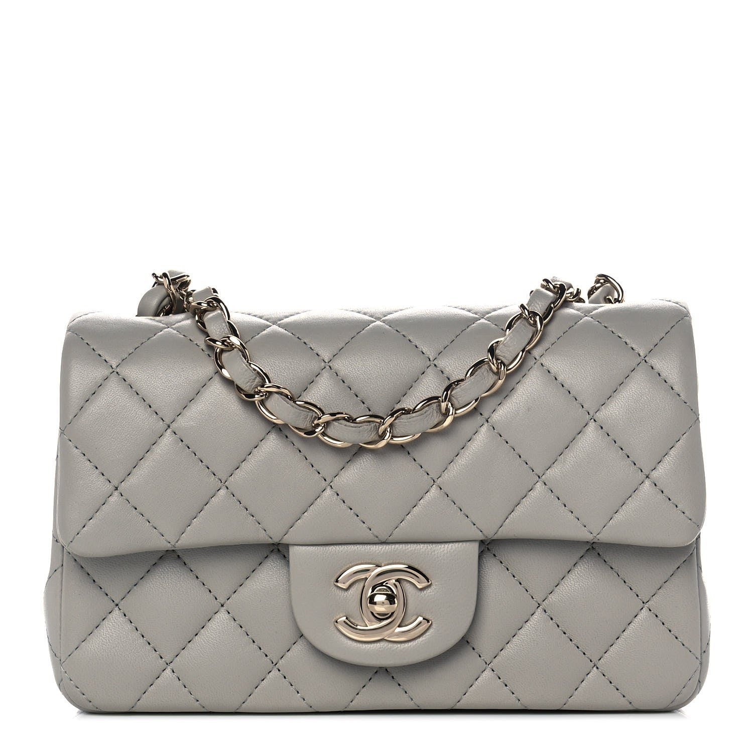 Chanel Lambskin Quilted Mini Rectangular Flap Grey 1 of 12