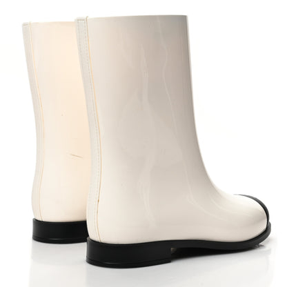 Chanel Rubber Rain Boots 40 Ivory Black 4 of 10