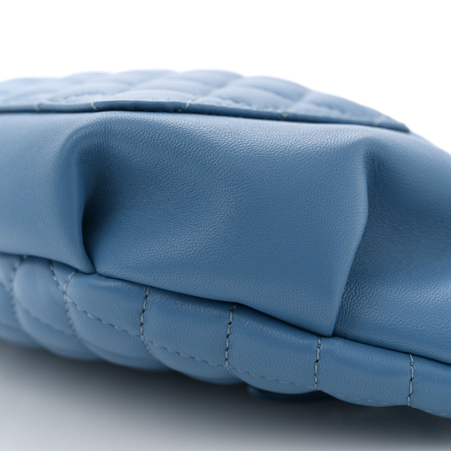 Crumpled Lambskin Quilted Waist Bag Fanny Pack Blue