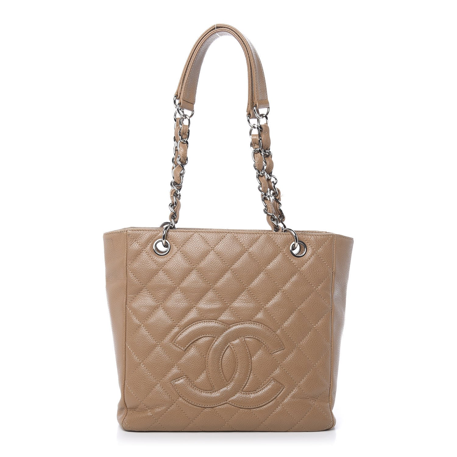 Chanel Caviar Quilted Petit Shopping Tote PST Dark Beige 1 of 19