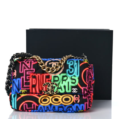 Chanel Fabric Printed Medium Chanel 19 Flap Black Multicolor 10 of 10