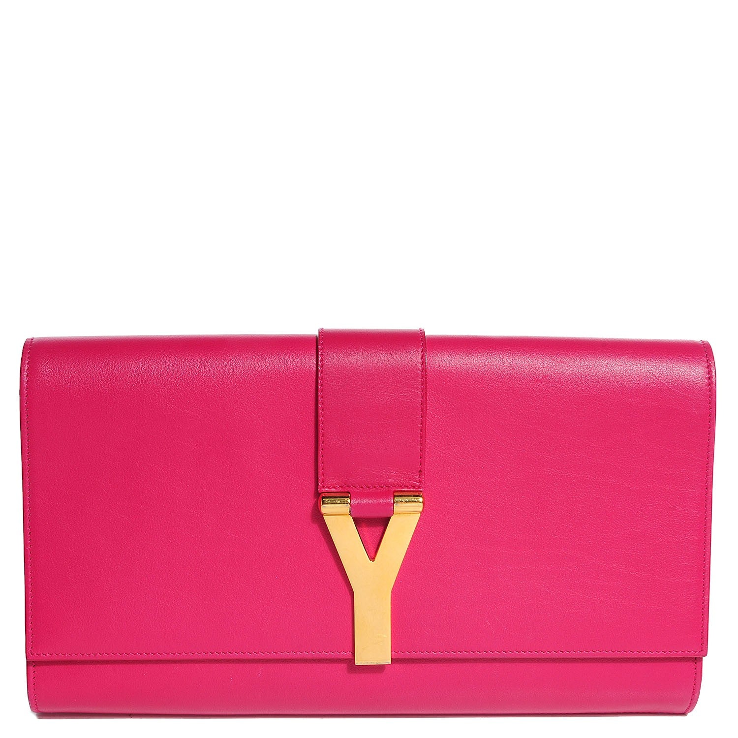 Saint Laurent Calfskin Y Ligne Clutch Fuchsia 1 of 7