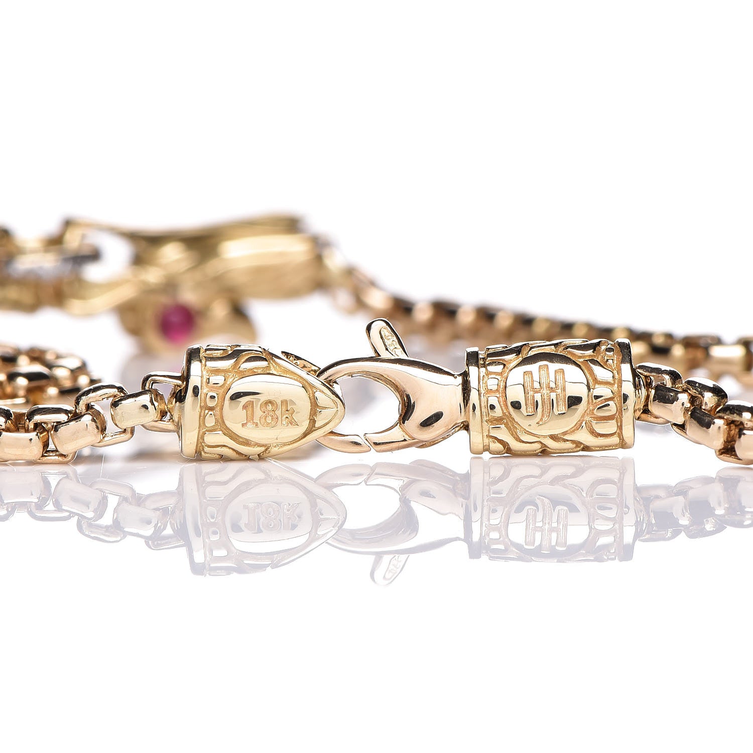 John Hardy 18K Yellow Gold Diamond Ruby Legends Naga Station Bracelet 5 of 5