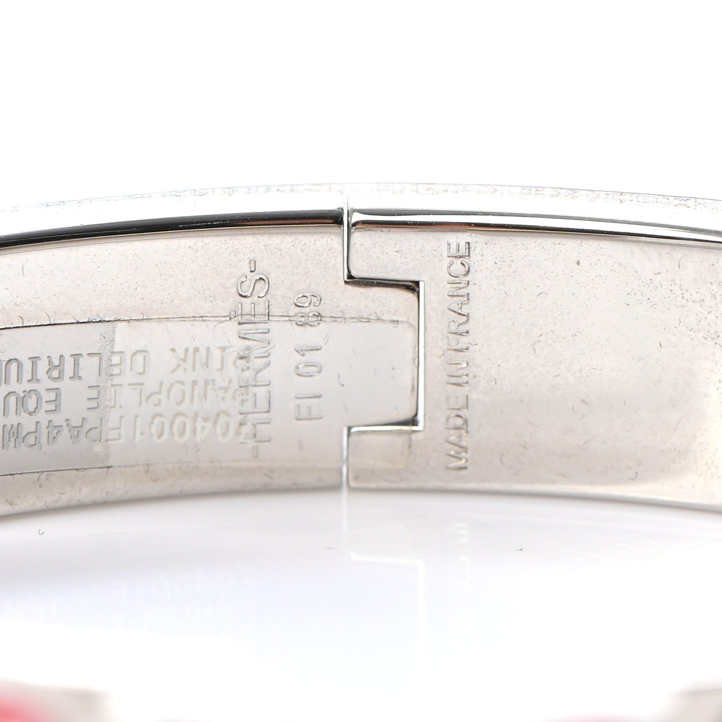 Enamel Printed Narrow Panoplie Equestre Clic H Bracelet PM Pink Delirium