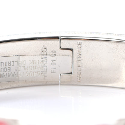 Hermes Enamel Printed Narrow Panoplie Equestre Clic H Bracelet PM Pink Delirium 4 of 5