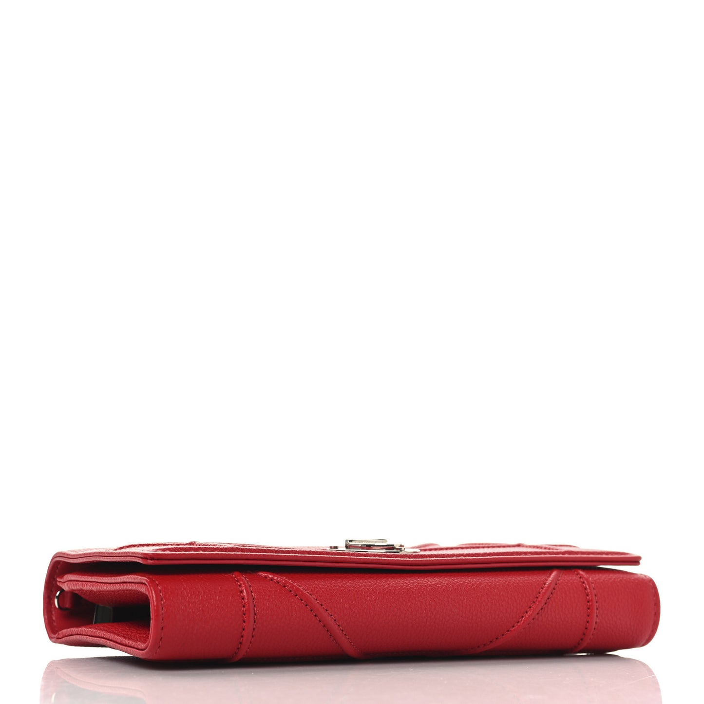 Grained Calfskin Diorama Croisiere Chain Wallet Red
