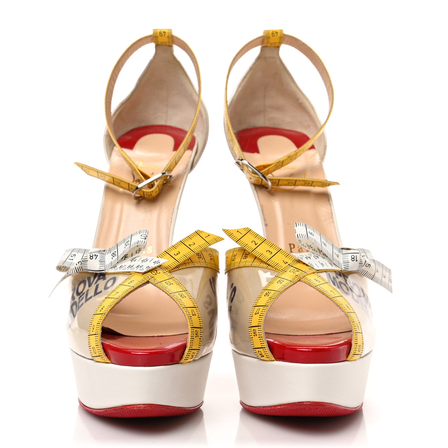 Christian Louboutin PVC Patent Ruban Calfskin Metricathy 150 Pumps 39 Transparent Yellow 2 of 8