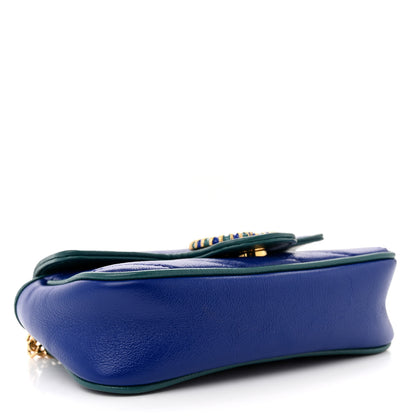 Gucci Azalea Calfskin Enamel Matelasse Diagonal Super Mini Torchon GG Marmont Shoulder Bag Imperial Blue Pavone 4 of 12