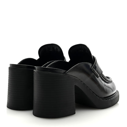 Prada Spazzolato Metal Triangle Logo Platform Loafer Mules 40.5 Black 4 of 8