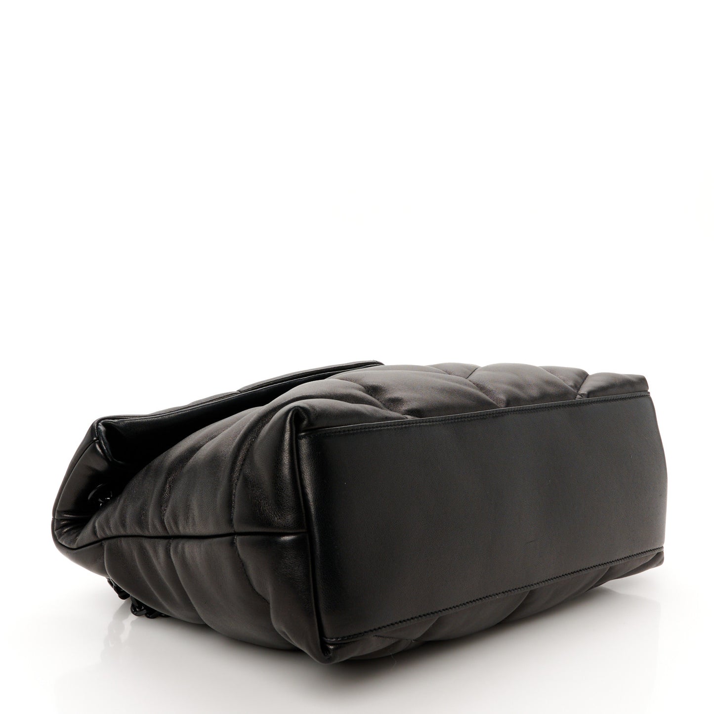 Lambskin Quilted Monogram Monochrome Medium Loulou Puffer Chain Satchel Black