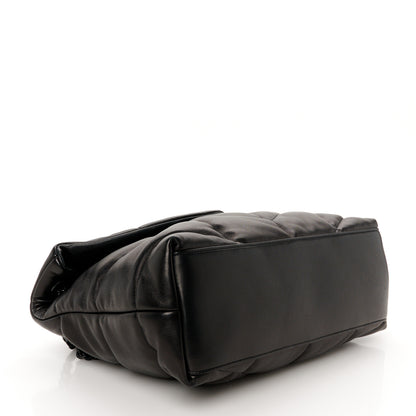 Saint Laurent Lambskin Quilted Monogram Monochrome Medium Loulou Puffer Chain Satchel Black 4 of 10