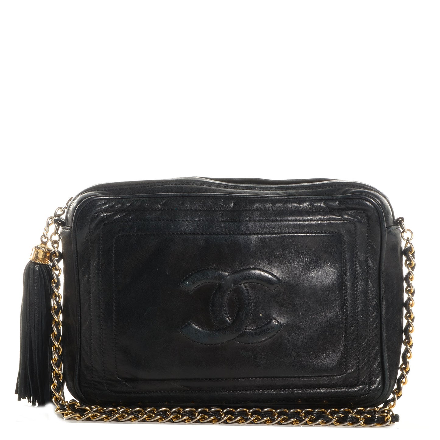Lambskin Tassel Camera Case Black