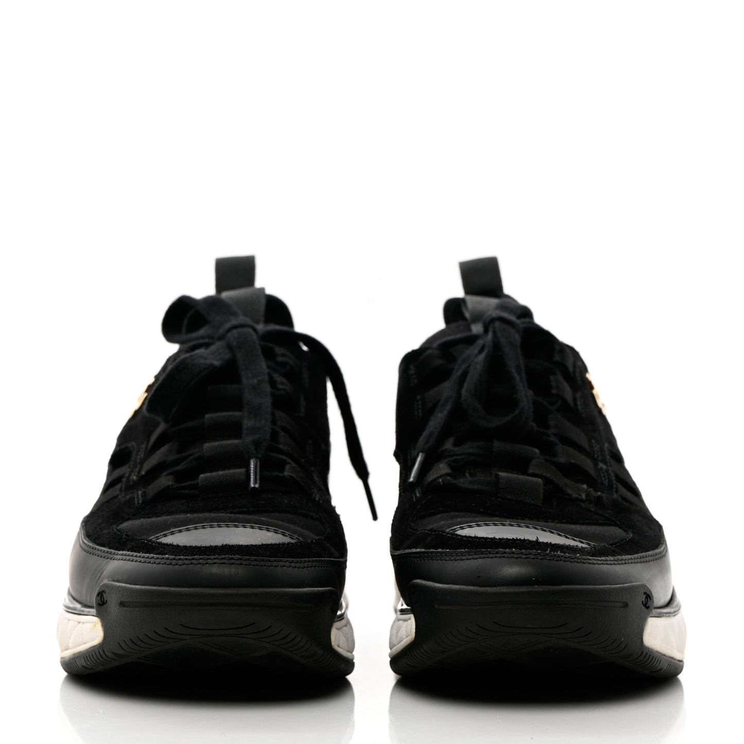 Fabric Calfskin Suede CC Sneakers 37.5 Black