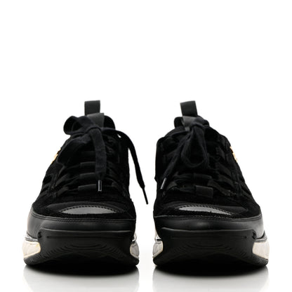 Chanel Fabric Calfskin Suede CC Sneakers 37.5 Black 2 of 16