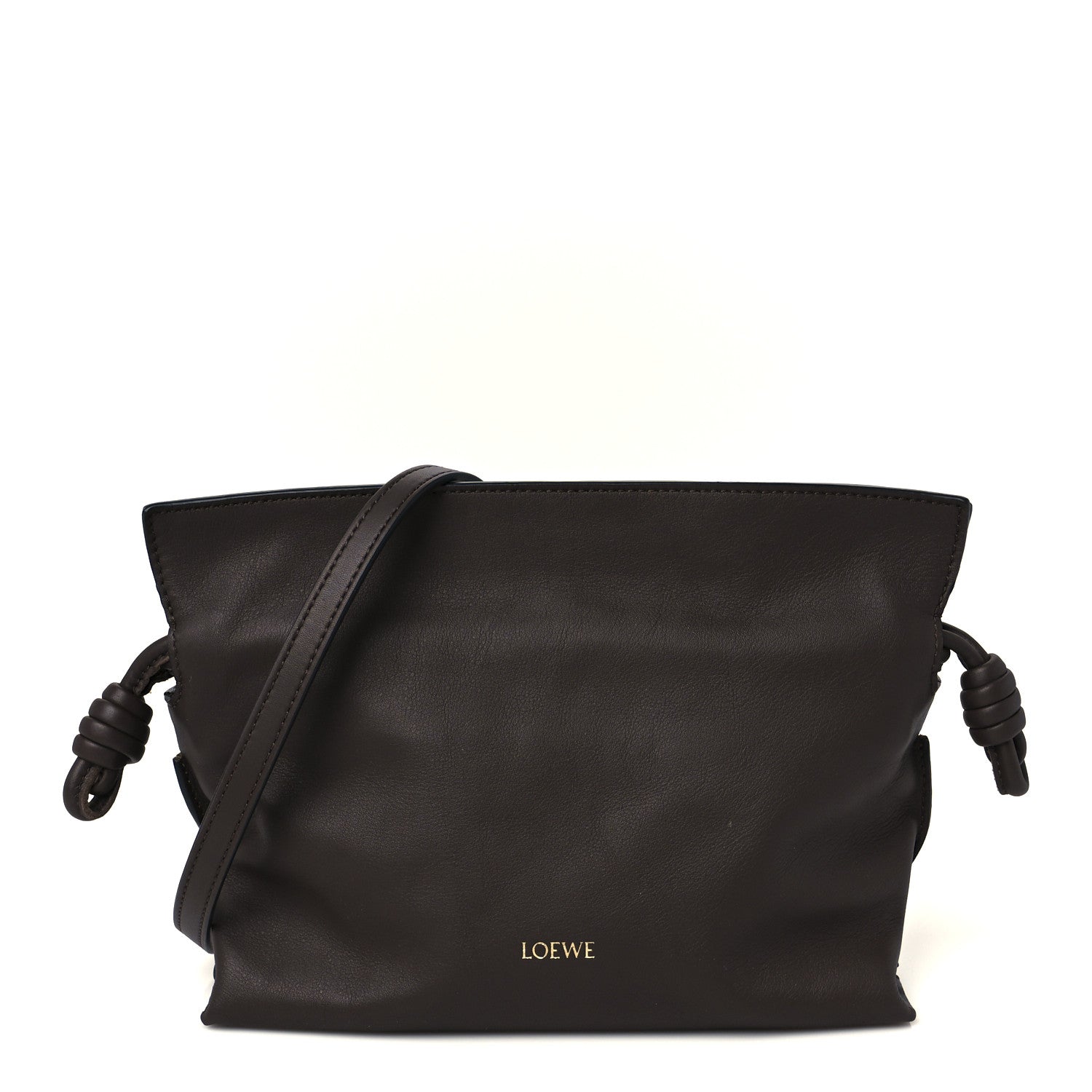 Loewe Calfskin Mini Flamenco Knot Clutch Chocolate 1 of 10