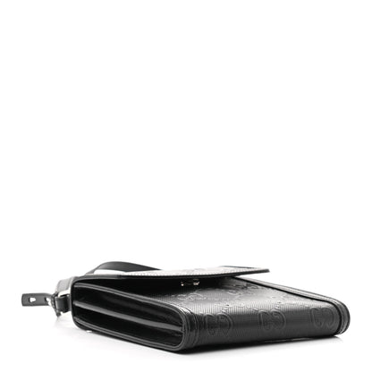 Gucci Calfskin GG Tennis Embossed Messenger Bag Black 4 of 10