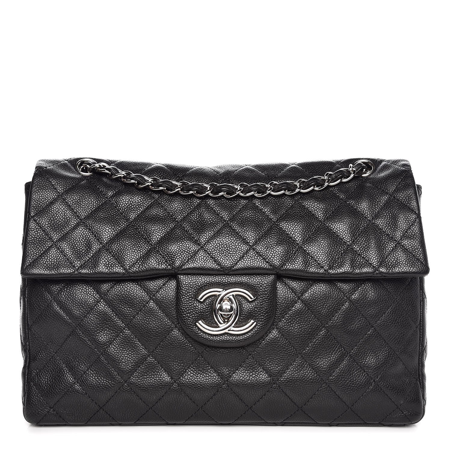 Chanel Washed Caviar Quilted Maxi Single Flap Black 1 of 8