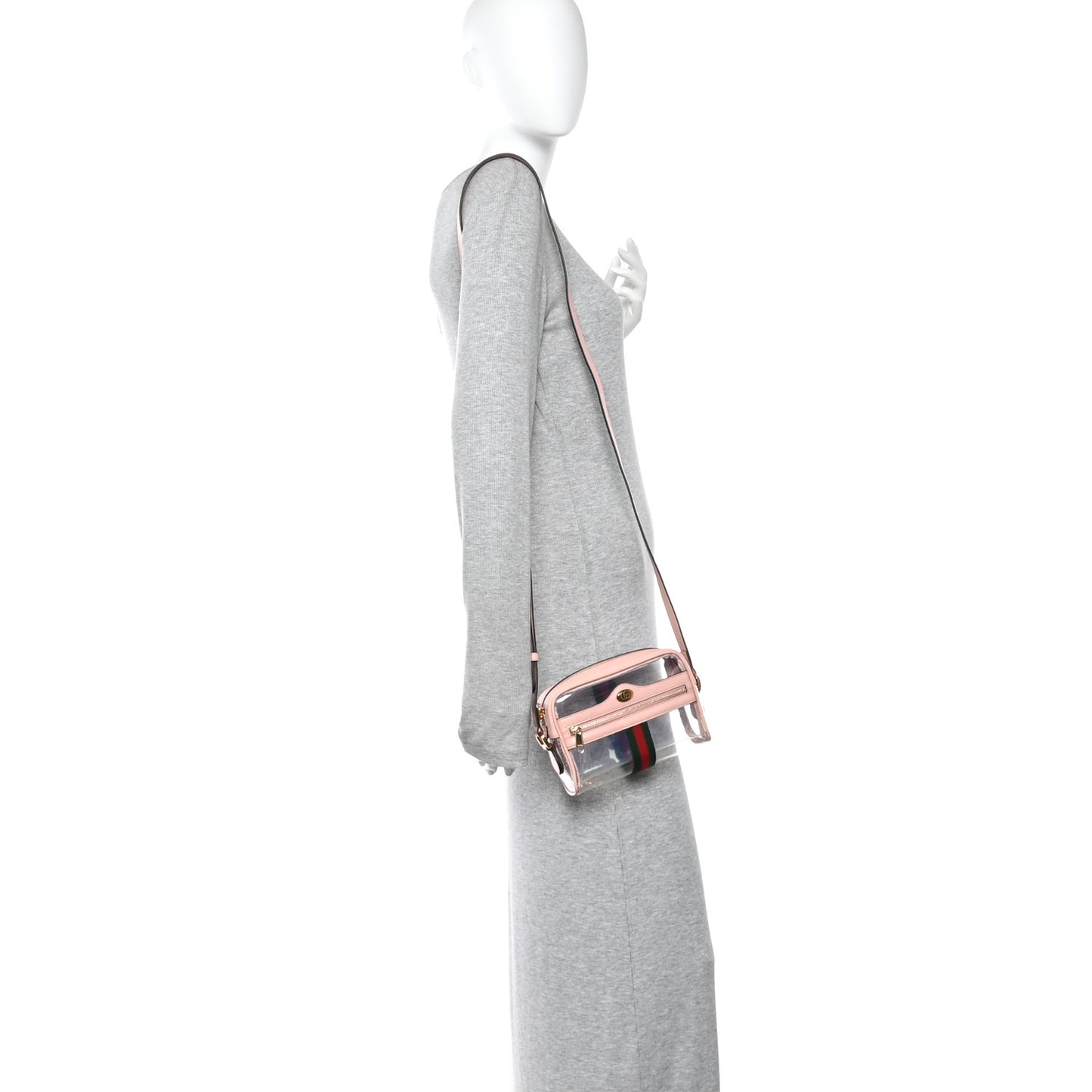 Vinyl Web Mini Ophidia Transparent Shoulder Bag Perfect Pink