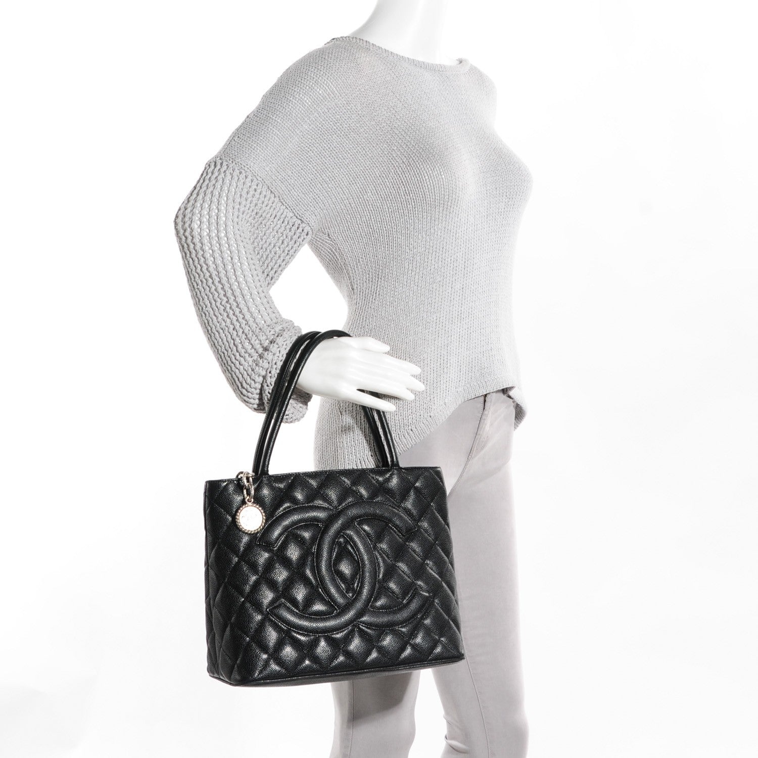 Chanel Caviar Quilted Medallion Tote Black 2 of 9