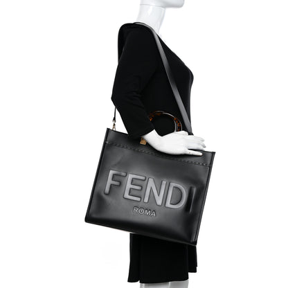 Fendi Vitello King Plexiglass Medium Fendi Sunshine Shopper Tote Black 2 of 8